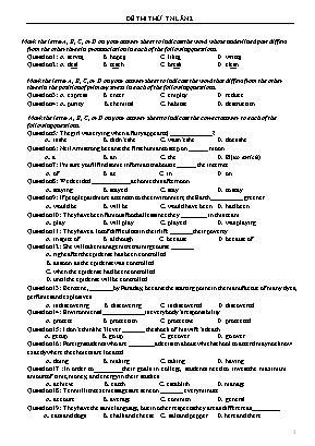 Đề thi thử Tốt nghiệp THPT môn Tiếng Anh Lớp 12 - Lần 2